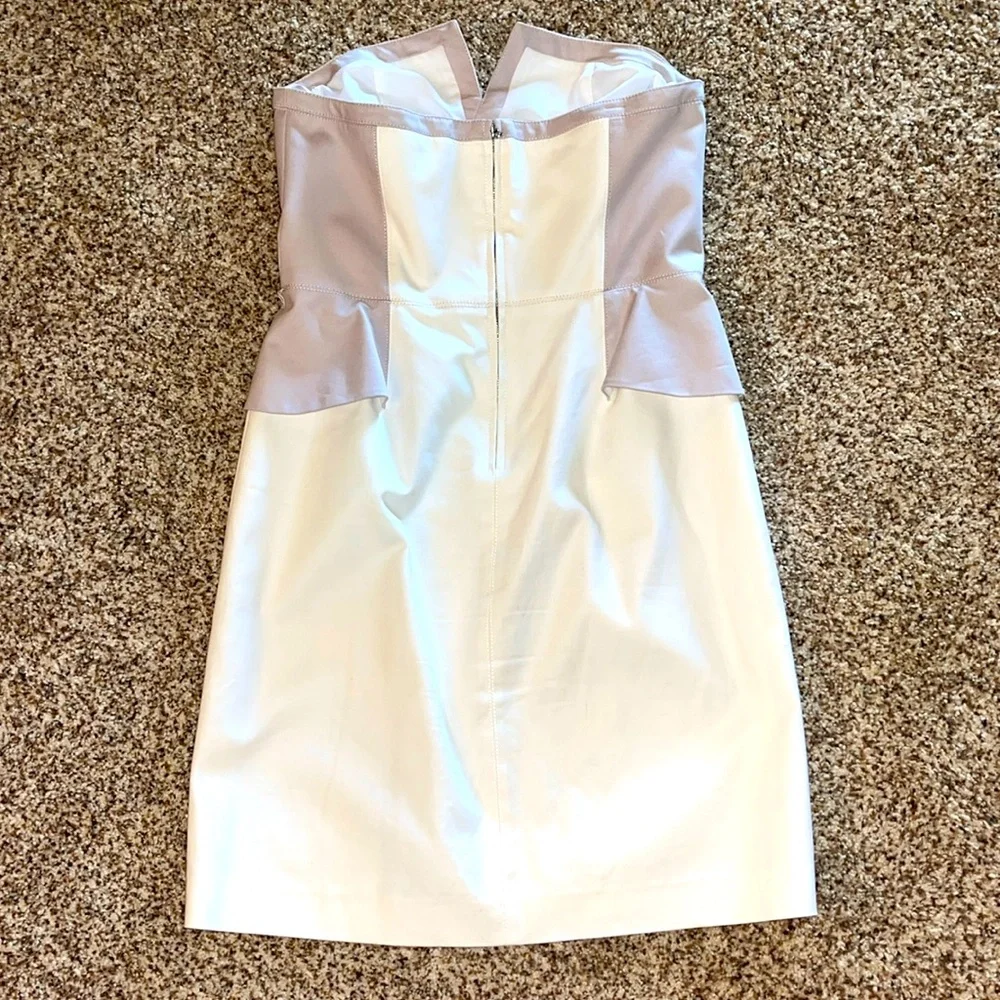 Elegant Rebecca Taylor, Strapless, White and Light Mauve/Purple Dress - Picture 6 of 8
